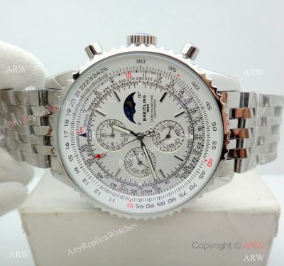 Replica Breitling Navitimer Watch White Moonphase Dial Stainless Steel Watch